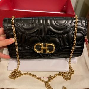 Salvatore Ferragamo Quilted Leather Wallet on Chain